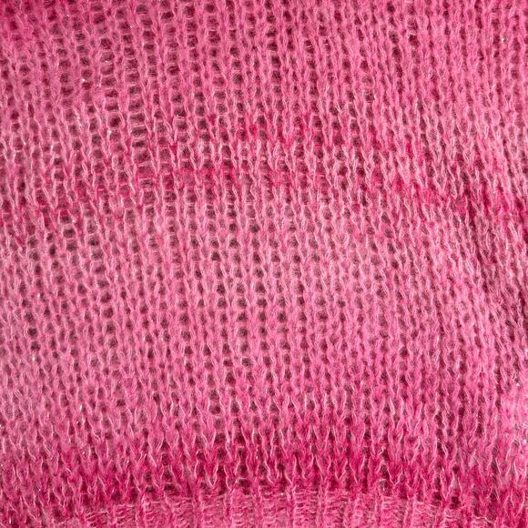 Guess Ariane V-Neck Loose Knit Metallic Pink Ombre Sweater - Size Medium - Picture 6 of 10